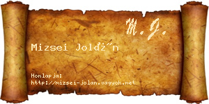 Mizsei Jolán névjegykártya